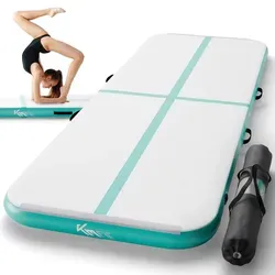 KM Fit Turnmatte Aufblasbar 3M - Gymnastikmatte mit Tragetasche & Pumpe - Tumbling Matten, rutschfest und komfortabel, ideal für sicheres Training auf verschiedenen Oberflächen, inklusive Tragetasche und elektrischer Pumpe für einfachen Transport.