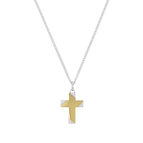Amor Kette mit Anhänger Edelstahl Herren Halsschmuck, 50 cm, Gold, Kreuz, Kommt in Schmuck Geschenk Box, 2040370
