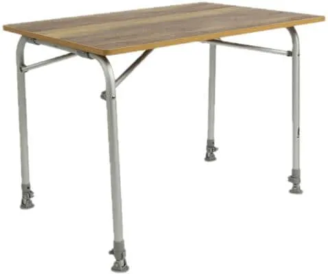 Bo-Camp Falttisch XL Camping Garten Klapptisch - Höhenverstellbarer Klapptisch (59-72 cm) in edler Holzoptik, hitzebeständig und 100% wasserdicht. Ideal für Camping und Garten, leicht und kompakt für einfachen Transport.