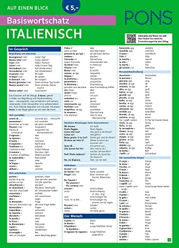 PONS Basiswortschatz auf einen Blick Italienisch: Kompakte Übersicht, ca. 1.000 Wörter nach Themen sortiert (PONS auf einen Blick)