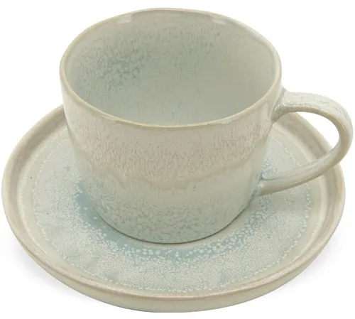 matches21 HOME & HOBBY Tasse Kaffeetasse & Untertasse Landhausstil Steingut blau Ø 8 cm, 1-tlg., Keramik