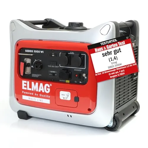 ELMAG Inverter Stromerzeuger SEBSS 3000Wi, 2,6 kVA - Generatoren mit leiser 4-Takt-Technologie und ECO-Modus für effizienten Betrieb, ideal für Camping und Notstromversorgung.