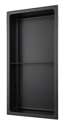 Alphabad Hochschrank Edelstahl Wandnische mit Regalboden 30 x 60 cm (schwarz) - Moderne Wandnische in schwarz aus rostfreiem Edelstahl, ideal für zusätzlichen Stauraum. Mit mittigem Regalboden perfekt zur Aufbewahrung von Deko oder Duschutensilien. Leicht zu montieren und wasserdicht.