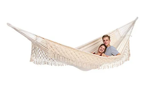 AMAZONAS Premium Jacquard Boho Hängematte Rio 250x160 cm - Hängematten & Hängestühle – Edle Übergröße für maximalen Komfort, handgewebt aus 100% Baumwolle, belastbar bis 200 kg und ideal für entspannte Momente.