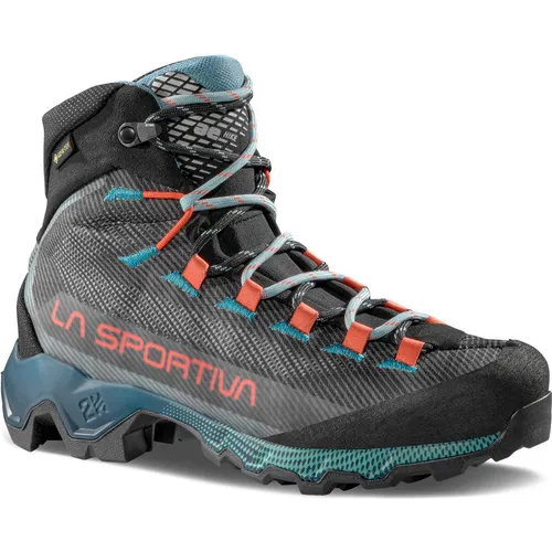 La Sportiva Aequilibrium Hike GTX Women 39,5 - grau/carbon/everglade - Wanderschuhe für Damen mit GORE-TEX® für 100% Wasserdichtigkeit und atmungsaktives Obermaterial. Leicht, stabil und ideal für anspruchsvolle Wanderungen in jedem Terrain.