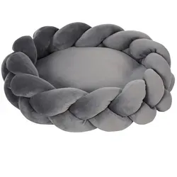 PawHut Waschbares Katzenbett & Hundebett, Ø55 cm - Hundebett und Katzenbett in Grau, extra gepolstert für höchsten Komfort, leicht waschbar und ideal für kleine Hunde und Kätzchen.