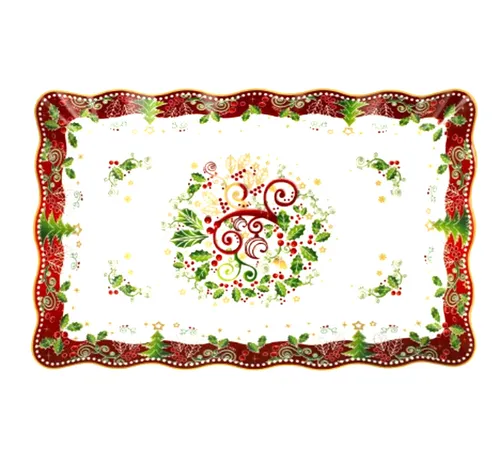 Goebel Palais Royal Kuchenplatte Karree klein 22 x 14 cm Weihnachtsmotiv