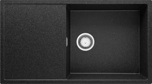 PRIMAGRAN Spülbecken Anthrazit 90x50cm, Granitspüle 1 Becken + Ablauf-Set, Küchenspüle ab 60er Unterschrank - Ibiza S036