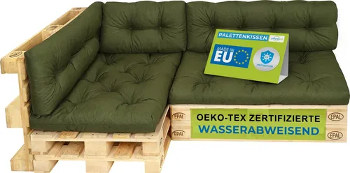 Pillows24 - Palettenkissen wasser- und UV-beständig - 6ER SET | Polster für Europaletten 120x80 - Palettenmöbel - Outdoor/Indoor, Grün