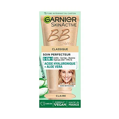 Garnier - BB Creme Classic – All-in-1 Hautpflege – LSF 15 – Angereichert mit Hyaluronsäure & Aloe Vera – für alle Hauttypen – Farbe: klar – Skin Active – 50 ml