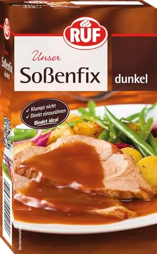 RUF Soßenfix dunkel, Soßenbinder zum Binden dunkler Soßen für Fleischgerichte, Eintöpfe und Braten, ohne Anrühren, ohne Klümpchen, 1x250g