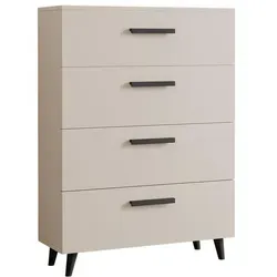 MATKAM Schubladen-Kommode Oslo-Fiord - Skandi-Design Kommode: Elegante 4-Schubladen-Kommode in modernem Look, ideal für Eingangsbereich oder Schlafzimmer, mit pflegeleichten Materialien und echtem Buchenholz für stilvolle Akzente.