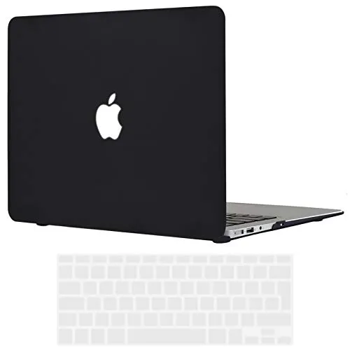 TECOOL Hülle Kompatibel mit Alten MacBook Air 13 Zoll 2010-2017 (A1466 A1369), Ultradünne Schutzhülle Hartschale Case mit Tastaturschutz (EU Layout), Schwarz