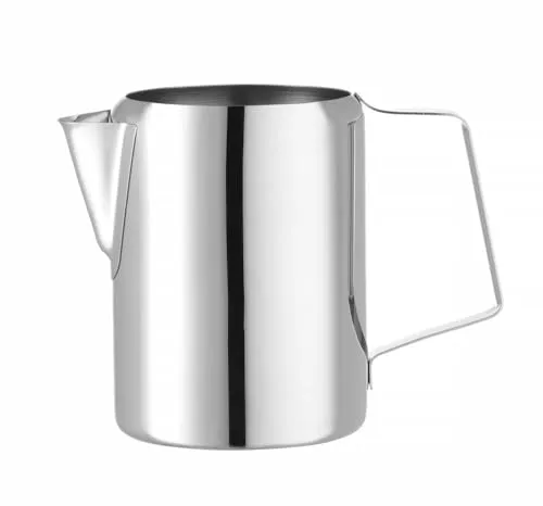 HENDI Milchkännchen, Gerades Modell, Milch Aufschäumen für Cappuccino, Latte Art, Geschirrspülmaschinengeeignet, 0,75L, 26 fl.oz., ø100x(H)120mm, Edelstahl