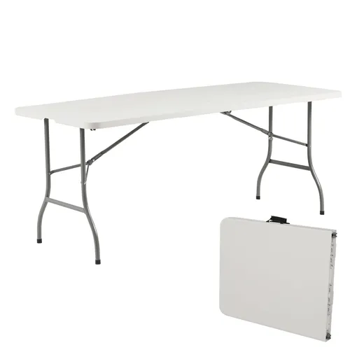 Albatros Buffettisch Klapptisch weiß – klappbar für bis zu 10 Personen - Picknicktische mit robuster Konstruktion, ideal für Bierzelt-Events. Praktische Klappfunktion und Tragegriff für einfachen Transport und hohe Tragkraft.