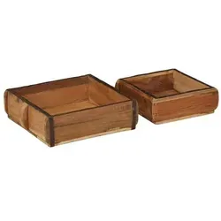 vidaXL Aufbewahrungskorb Tablett 2er Set Braun 31 x 29 x 10 cm - Dekokörbe mit rustikalem Charme, ideal zum Organisieren von Büchern und Büromaterial – stabil, pflegeleicht und perfekt für kleine Räume.