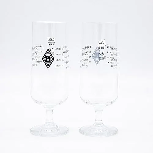 Borussia Mönchengladbach Pilsglas VFL 2er-Set - Praktisches 2er Set Pilsgläser mit dem Vereinslogo von Borussia Mönchengladbach. Ideal für Fans und gemütliche Abende, Füllmenge 0,25 Liter aus hochwertigem Glas.