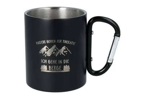 Spruchreif® Tasse Doppelwandige Edelstahltasse mit Karabinerhaken, Geschenk Wandern ⛰