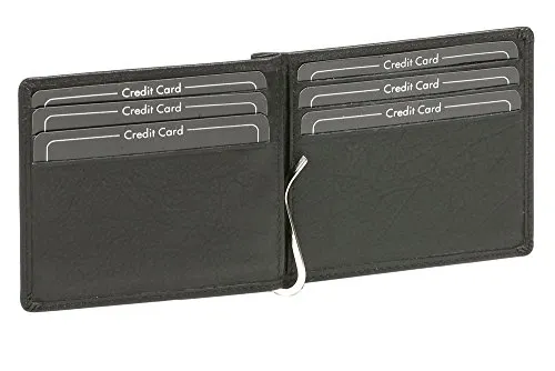 LEAS Dollar Clip Geldscheinklammer - Echt-Leder in Schwarz - Eleganter Dollarclip aus echtem Leder mit 6 Kreditkartenfächern und praktischem Geldclip. Ideal für stilvolles Aufbewahren von Geld und Karten. Perfekt für den modernen Mann.