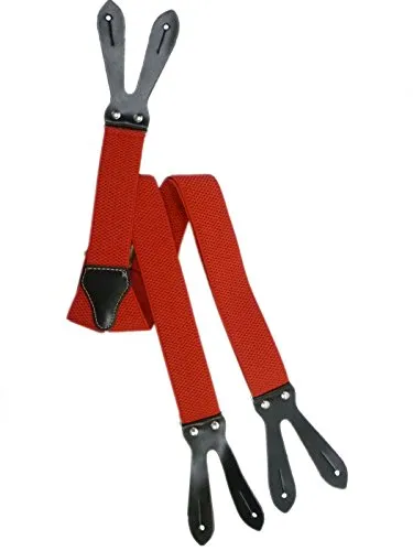 Olata Y Hosenträger zum Knöpfen | Unisex Hosenträger – 3,5 cm. Rot (Normal)