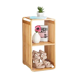 Bambus Regal Multifunktionsregal quadratisch - Regal aus hochwertigem Bambus, ideal für Badezimmer und Arbeitszimmer, mit 3 praktischen Regalfächern für optimalen Stauraum.