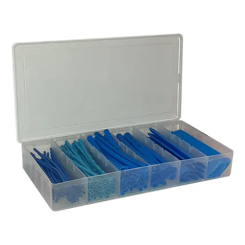 Schrumpfschlauch Sortiment 100-teilig in Aufbewahrungsbox blau je 10 cm