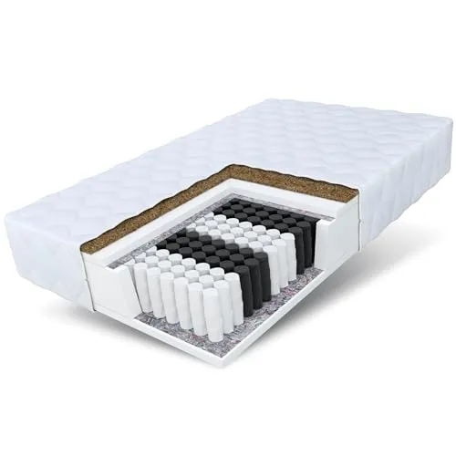 FDM Home MAX Matratze 90x200 cm - Ergonomische Taschenfederkernmatratze mit 7 Liegezonen - Matratzen mit 7 Stützzonen, beidseitig nutzbar, Härtegrad H3/H4, waschbarer Bezug und Kokosfaser-Einlage für optimale Feuchtigkeitsregulierung. Testen Sie 30 Nächte risikofrei!