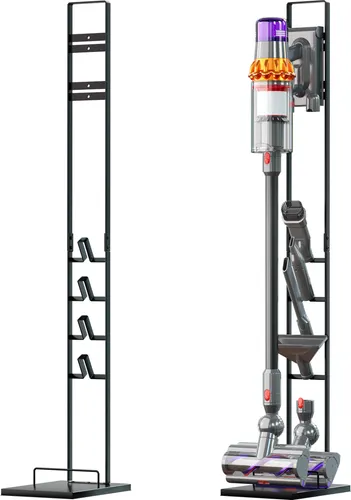 vhbw Staubsaugerhalter Ständer kompatibel mit Dyson V12 Detect Slim Absolute, V15 Detect Absolute Akku-Staubsauger, Handstaubsauger Dunkelgrau