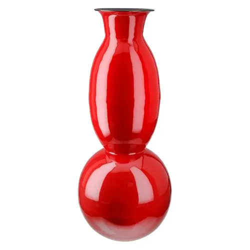 GILDE Vase Neo aus Eisen - glänzend - rot - Höhe 49cm x Ø 20 cm - Tischvase