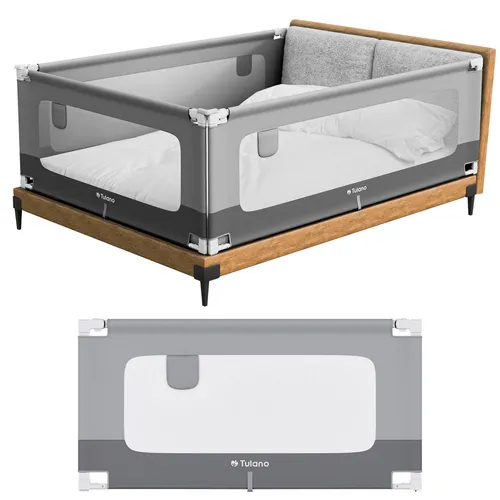 Tulano Cover 44 | Bettgitter 140 cm Kinderbettgitter | Klappbar | Geeignet für eine Matratzenhöhe von 10-28cm | 18 einstellbare Höhen Seitentasche