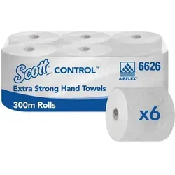 Scott CONTROL EXTRA STRONG Handtücher Rolle - Weiß - Papier Handtuchrolle, extra stark und weich, ideal für häufiges Händetrocknen in anspruchsvollen Umgebungen. Aus umweltfreundlichem AirflexTM Material, reißfest und saugfähig, auch im nassen Zustand.