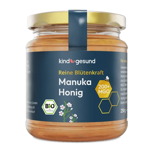 Bio-Manuka Honig für Kinder 200 MGO - 250 g - Brotaufstriche aus Neuseeland, ideal für Kinder und reich an natürlichen Nährstoffen für eine gesunde Ernährung.
