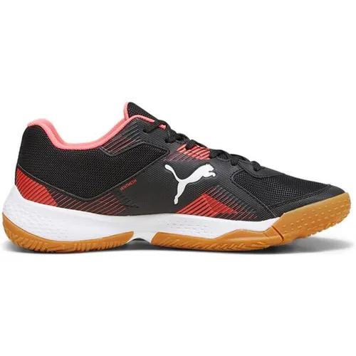 PUMA SOLARFLASH II Hallenschuh schwarz 46,5 EU - Handballschuh für Indoor-Sportarten, ideal für Badminton, Squash und Volleyball mit optimaler Dämpfung und rutschfester Gummisohle.