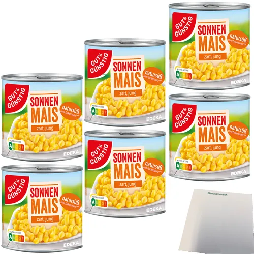 Gut&Günstig Sonnenmais zart und jung natursüß 6er Pack 6x330g Dose usy Block