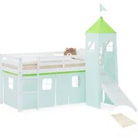 Homestyle4u Hochbett – Abenteuer für Kinder - Kinderzimmermöbel mit Rutsche und Stoffturm, fördert Kreativität und Spielspaß. Massivholz, sicher und stabil, für unvergessliche Nächte und aufregende Tage.