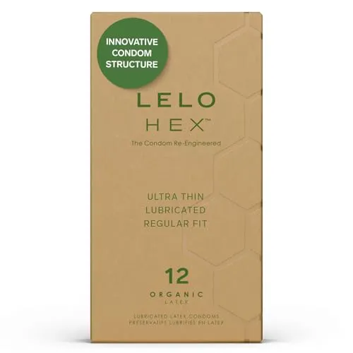 LELO HEX Organic Kondome aus ökologisch erzeugtem Naturlatex und angereichert mit L-Arginin, Kondome Männer Länger Sex (12-Packung)