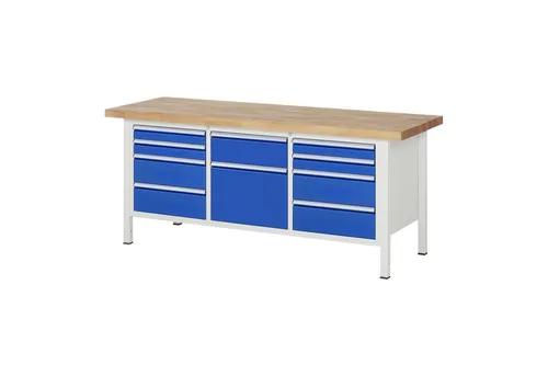 Rau Werkbank Modell 8575 – Robuste Arbeitsfläche mit 100% Buche-Massivholz - Die Rau Werkbank Modell 8575 bietet eine stabile und langlebige Arbeitsfläche aus 100% Buche-Massivholz. Ideal für DIY- und Handwerksprojekte mit hoher Tragkraft und praktischem Stauraum.