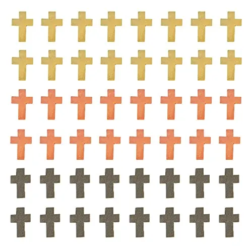 Hayaww 120 Pcs Holzkreuz Perlen Kleine Kreuz-AnhäNger Aus Holz Holzkreuz AnhäNger DIY Kreuz Charms Wandkreuz Aus Holzkreuz Party Handwerk Holz Verzierung FüR DIY Schmuck Halskette Armband（3 Farben）