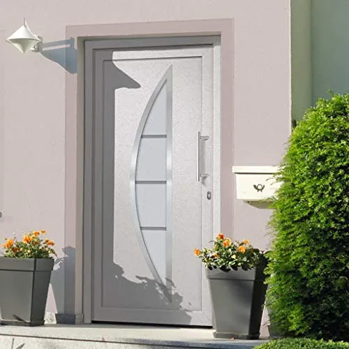 vidaXL Eingangstür mit Handgriff-Set und 3 Schlüsseln - Eingangstür in Weiß (108x200 cm) mit robustem PVC-Rahmen, 5-fach Verriegelung und hochwertiger Isolierverglasung für mehr Sicherheit und Komfort.