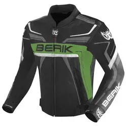 Berik Absolute Race Motorrad Lederjacke - Schwarz-Grün-Anthrazit, Größe 54 für Männer - Motorradjacke mit herausnehmbarem Innenfutter, ideal für wechselnde Witterungsbedingungen und optimalen Tragekomfort.