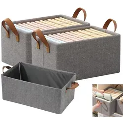 Stoffaufbewahrungsbox-Set,3faltbare Aufbewahrungsboxen mit Griffen,48x28x20cm,geeignet zur Aufbewahrung von Kleidung,Bettwäsche,Pullovern,T-Shirts