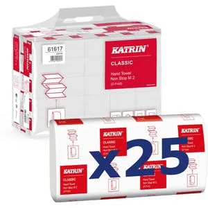 Katrin Papierhandtücher Classic Non Stop M 2 S - 2-lagig, Interfold, 4000 Stück für hygienisches Händetrocknen, ideal für stark frequentierte Waschräume