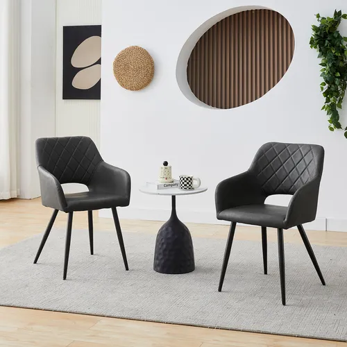 CLIPOP Esszimmerstühle 2er Set Kunstleder, für Esszimmer, Arbeitszimmer, Grau