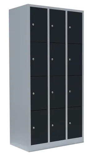 Steelboxx Fächerschrank - 12 Fächer, 1800 x 885 x 500 mm - Werkstatteinrichtung - Komplett verschweißt und montiert, kein Aufbau erforderlich, robuster Schließfachschrank mit 12 Fächern und Zylinderschlössern für maximale Sicherheit.