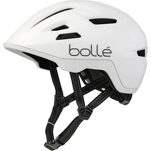Bollé Stance Fahrradhelm - Weiß Matt, Unisex, Medium - Fahrradhelme mit AViD EPS-Schutz für geringeres Gewicht und besten Luftstrom. Mit Click-to-Fit-System für optimale Passform und LED-Rücklicht für erhöhte Sichtbarkeit.
