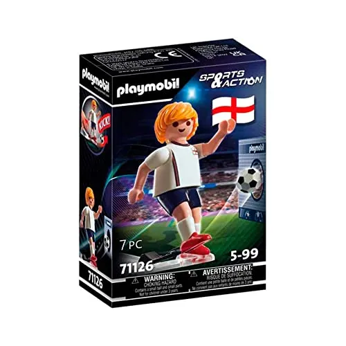PLAYMOBIL Sports & Action 71126 Fußballspieler England, mit Kickfunktion und Torwand, ab 5 Jahren