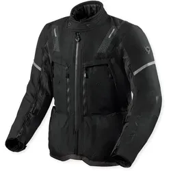 Revit Sand 5 H2O Motorrad Textiljacke 3XL - Wasserdichte Motorradjacke in schwarz-grau für Männer, ausgestattet mit doppeltem Verstellriemen und Flexisnap für optimalen Tragekomfort.