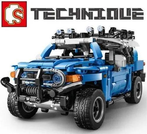 Blauer Geländewagen Bausatz mit Pull Back-Funktion, 999 Teile