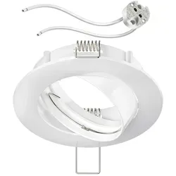 ledscom.de Deckeneinbaurahmen Circ Aluminium Einbaurahmen weiß schwenkbar (LED/Halogen/MR16/50mm) inkl. GU5.3 Fassung
