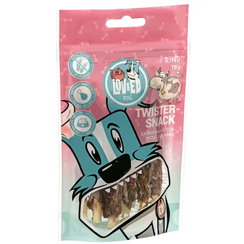 Lov&Ed Twister-Snack Rind, 70g Kau-Leckerli für Hunde Hundesnack Kausnack Snack